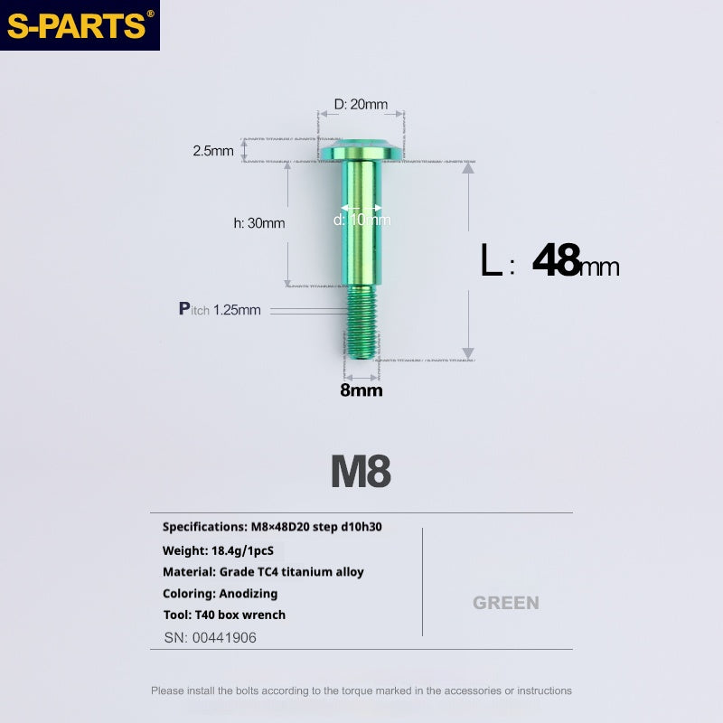 Tornillos de titanio verde M8 para motocicletas y automóviles SPARTS A3 Umbrella Head Step Series