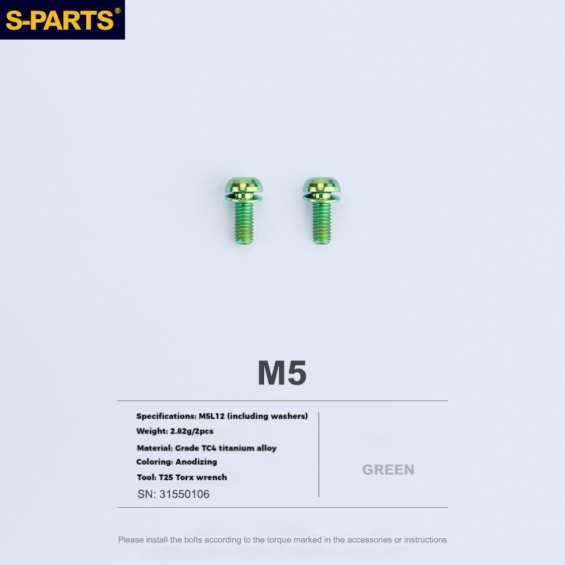 S-PARTS 티타늄 합금 물병 케이지 나사 - 초경량, 중공, 평두, 대구경, 로드·산악·폴딩 자전거용