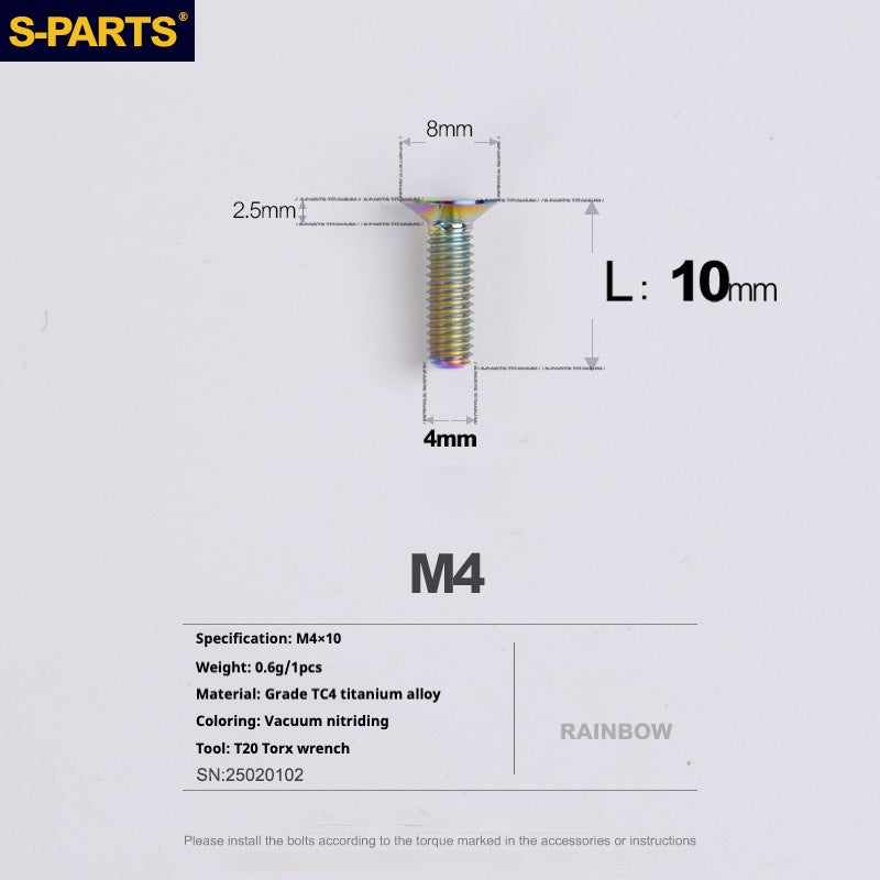 Tornillos de titanio de cabeza avellanada serie M4 L08-45 mm de SPARTS