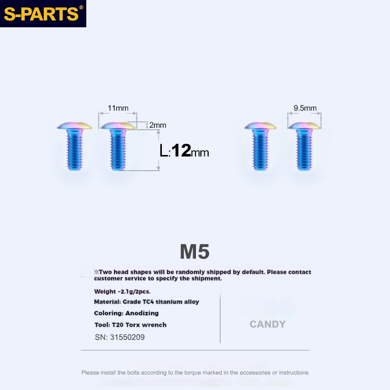 S-PARTS 티타늄 합금 물병 케이지 나사 - 초경량, 중공, 평두, 대구경, 로드·산악·폴딩 자전거용