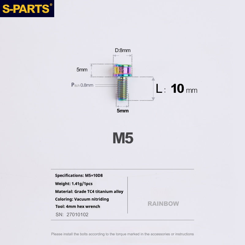 S-PARTS Vis en alliage de titane M5x10-35mm à tête cylindrique, ultra légère