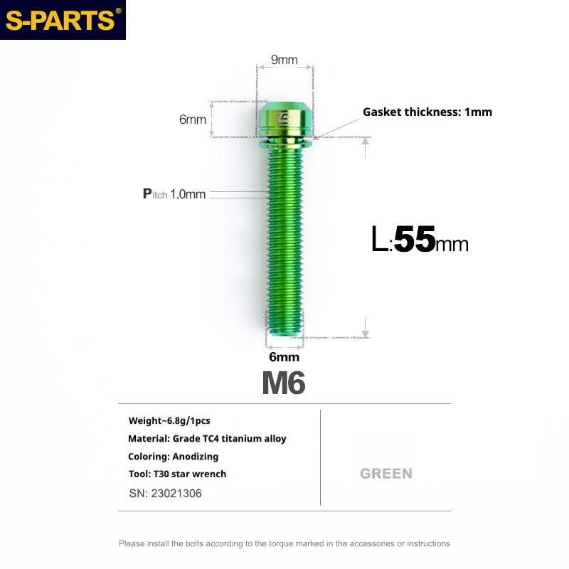 Viss en titane SPARTS A2 Series M6 L10-55mm