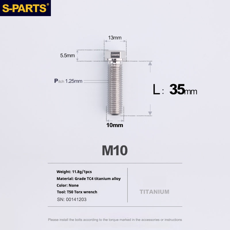 Viss en titane SPARTS série A3 M10 L20-60mm D13 P1.5-P1.25 pour moto et voiture