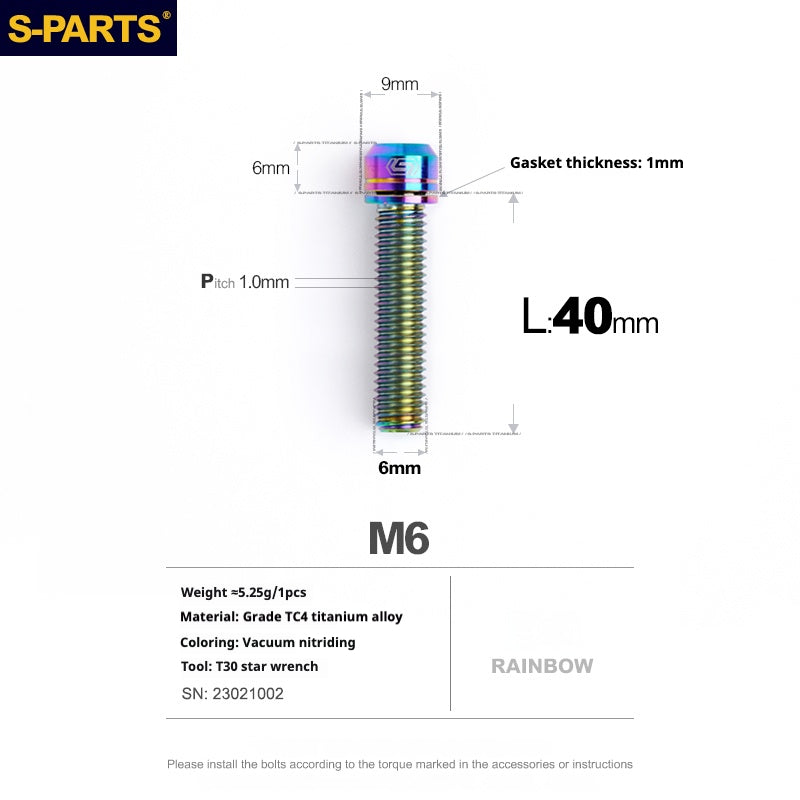 Viss en titane SPARTS A2 Series M6 L10-55mm