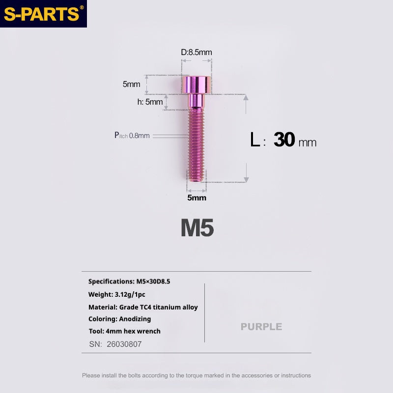 SPARTS Column Head Series M5 L10-80mm Titanium Screws