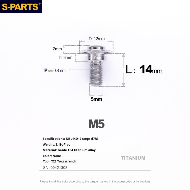 SPARTS A3 Umbrella Head Step Series M5 Titanium Color Titanium Screws Motorcycle Auto
