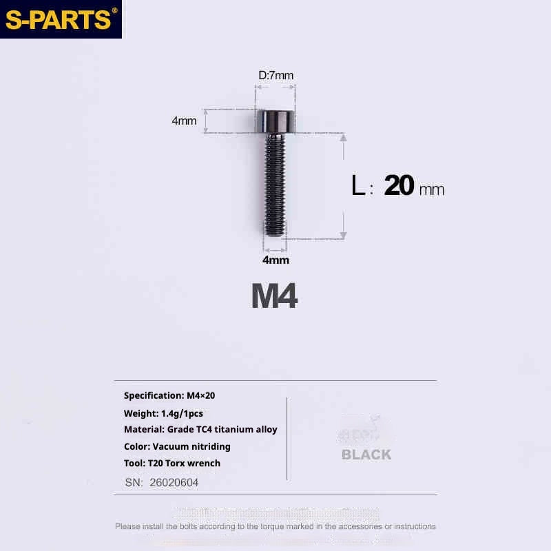 SPARTS 원통머리 시리즈 M4 L06-50mm 티타늄 나사