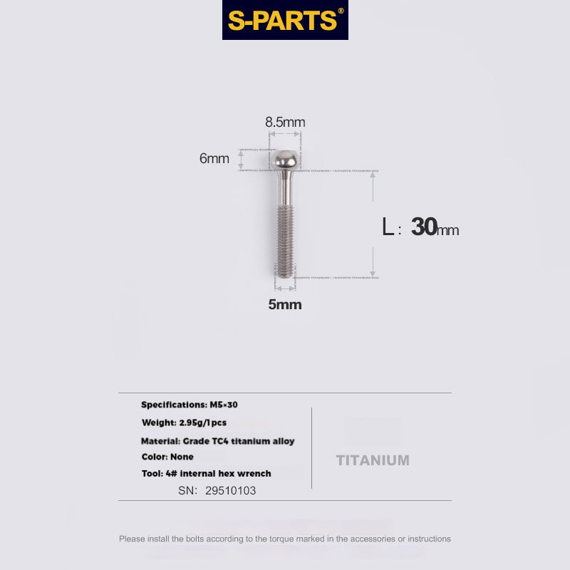 S-PARTS M5 x 30/35/40/47mm 티타늄 볼트 & 배럴 너트 & 와셔 나사 자전거 시트포스트용