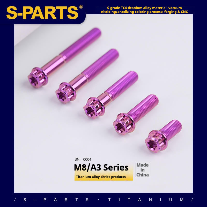 Tornillos de titanio morados para motocicletas y automóviles SPARTS Serie A3 M8 L10-120 mm