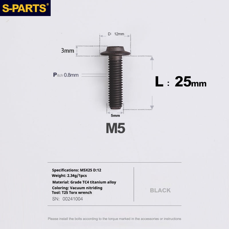 S-PARTS M5 10-30MM Motocicleta Vehículo Eléctrico A3 Nuevo Cabezal de Paraguas Tornillo de Aleación de Titanio D12