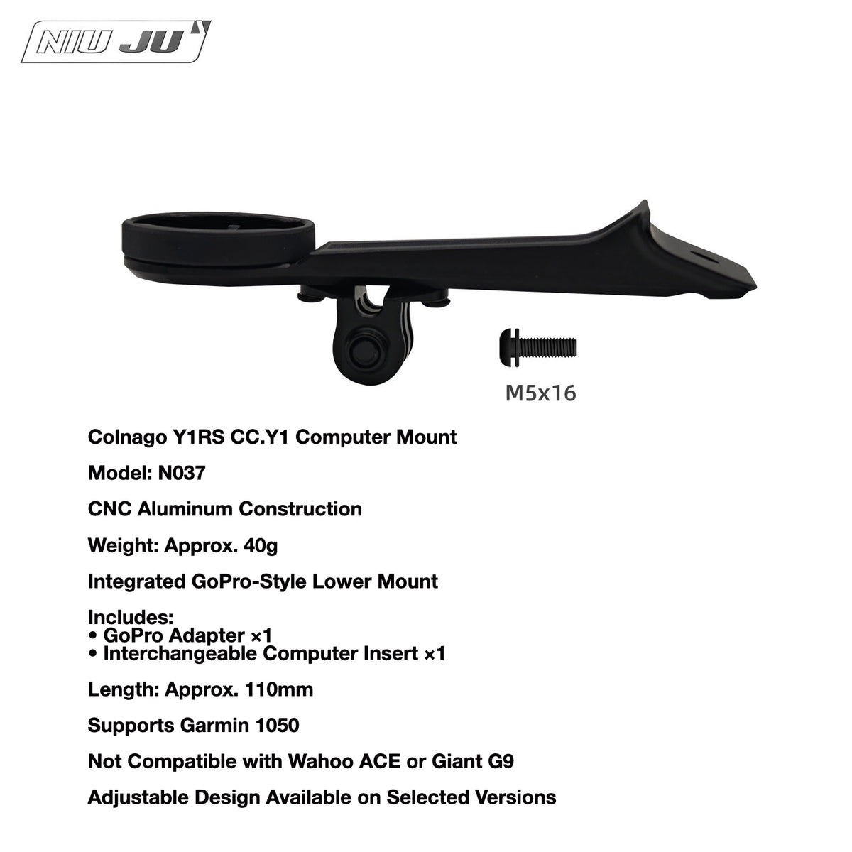 NIUJU Colnago Y1RS CC.Y1 Computer Mount | Garmin 1050 Wahoo Integrated Cockpit Mount