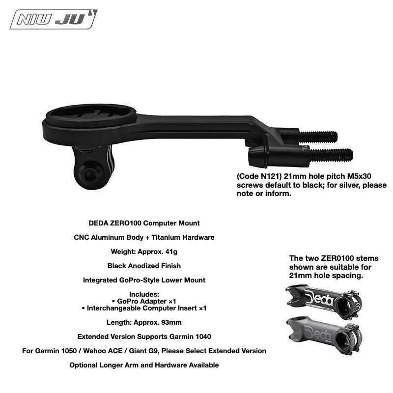 NIUJU DEDA ZERO100 Computer Mount | CNC Garmin Wahoo Stem Mount
