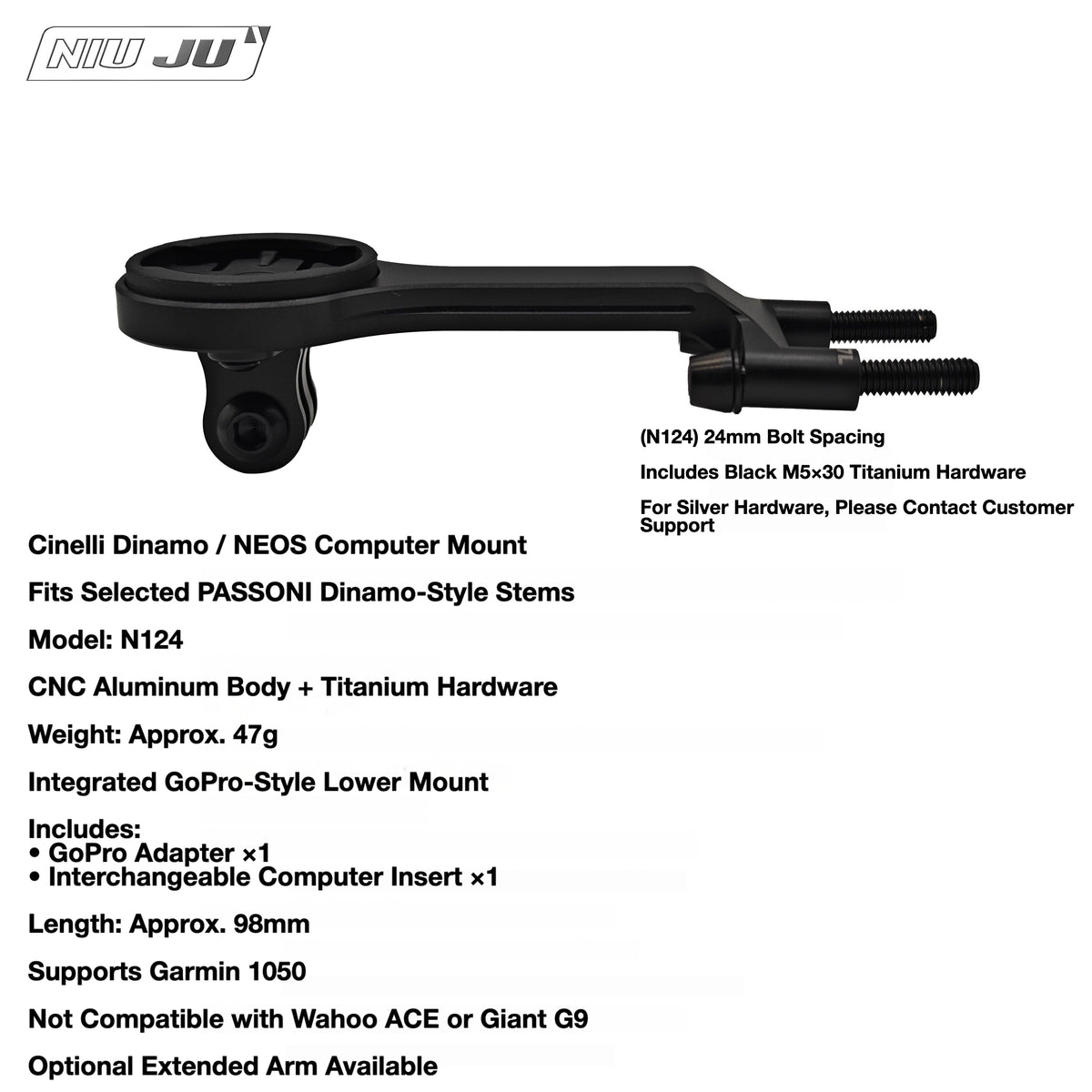 NIUJU Cinelli Dinamo Computer Mount | PASSONI NOVA CNC Aluminum Garmin Wahoo Mount