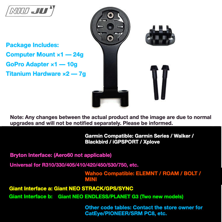 NIUJU DEDA ZERO 1 Computer Mount | Lightweight Garmin Wahoo GoPro Mount