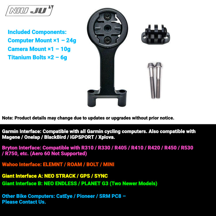 NIUJU Aluminum Computer Mount for Ritchey C220 Stem | Garmin Wahoo Bike Mount