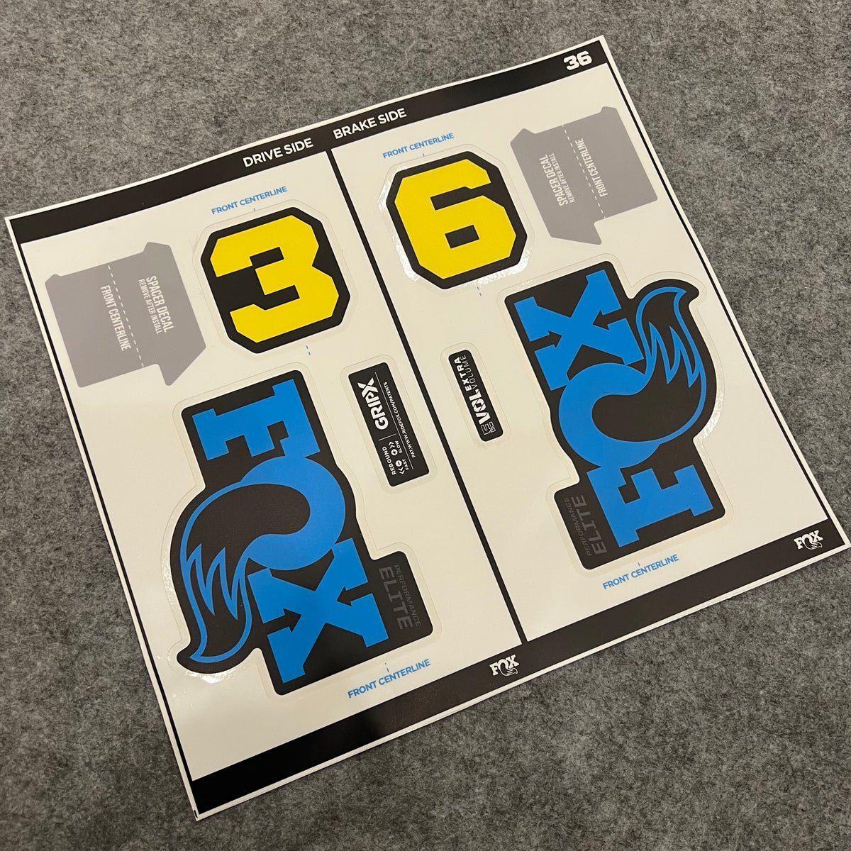 Custom Decal Kit for 2026 FOX 36 ELITE Fork | MTB Fork Color Wrap Stickers | DH / Enduro