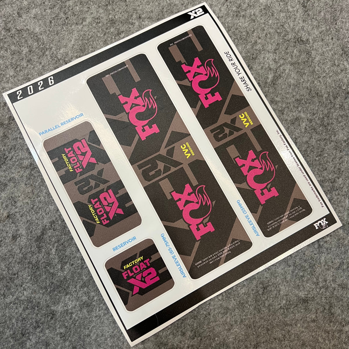 Custom Decal Kit for 2026 FOX FLOAT X2 Air Shock | Waterproof MTB Rear Shock Stickers | DH / AM