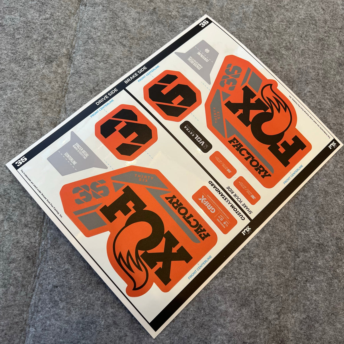 Kit de décalcomanies personnalisé pour fourche FOX 36 FACTORY 2025 | Autocollants VTT imperméables et résistants aux rayures | GRIP X