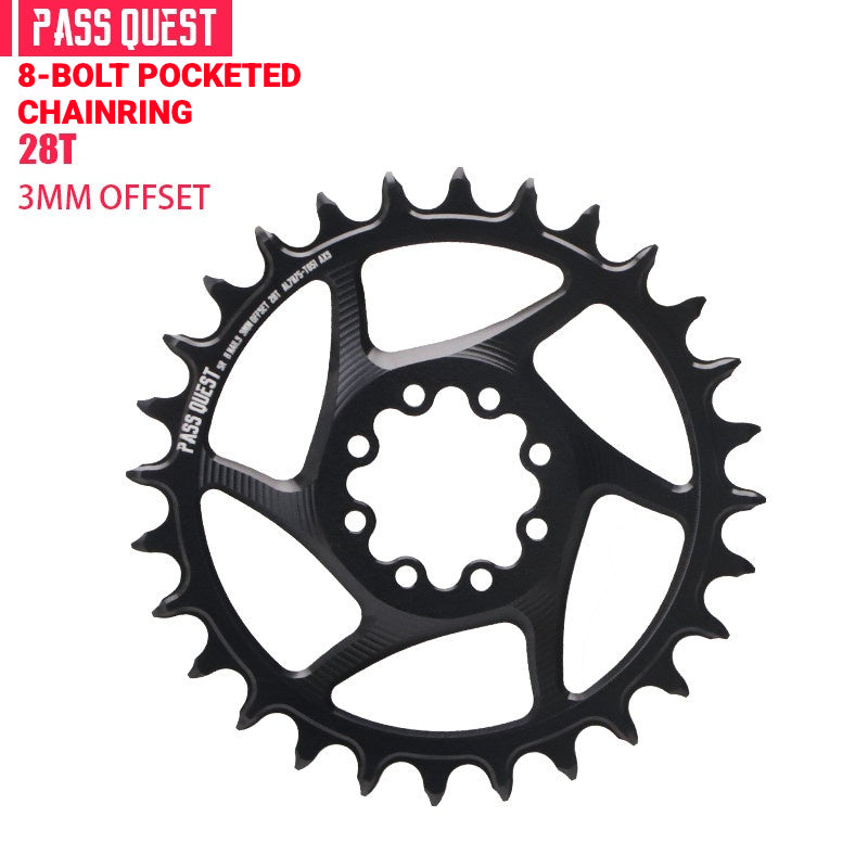 PASS QUEST 8-Bolt Direct Mount Chainring for SRAM Force / RED | 3mm Offset 28T–48T