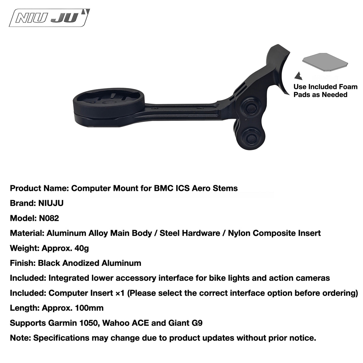 NIUJU BMC ICS Aero Computer Mount | SLR01 RM01 Garmin 1050 Wahoo Mount