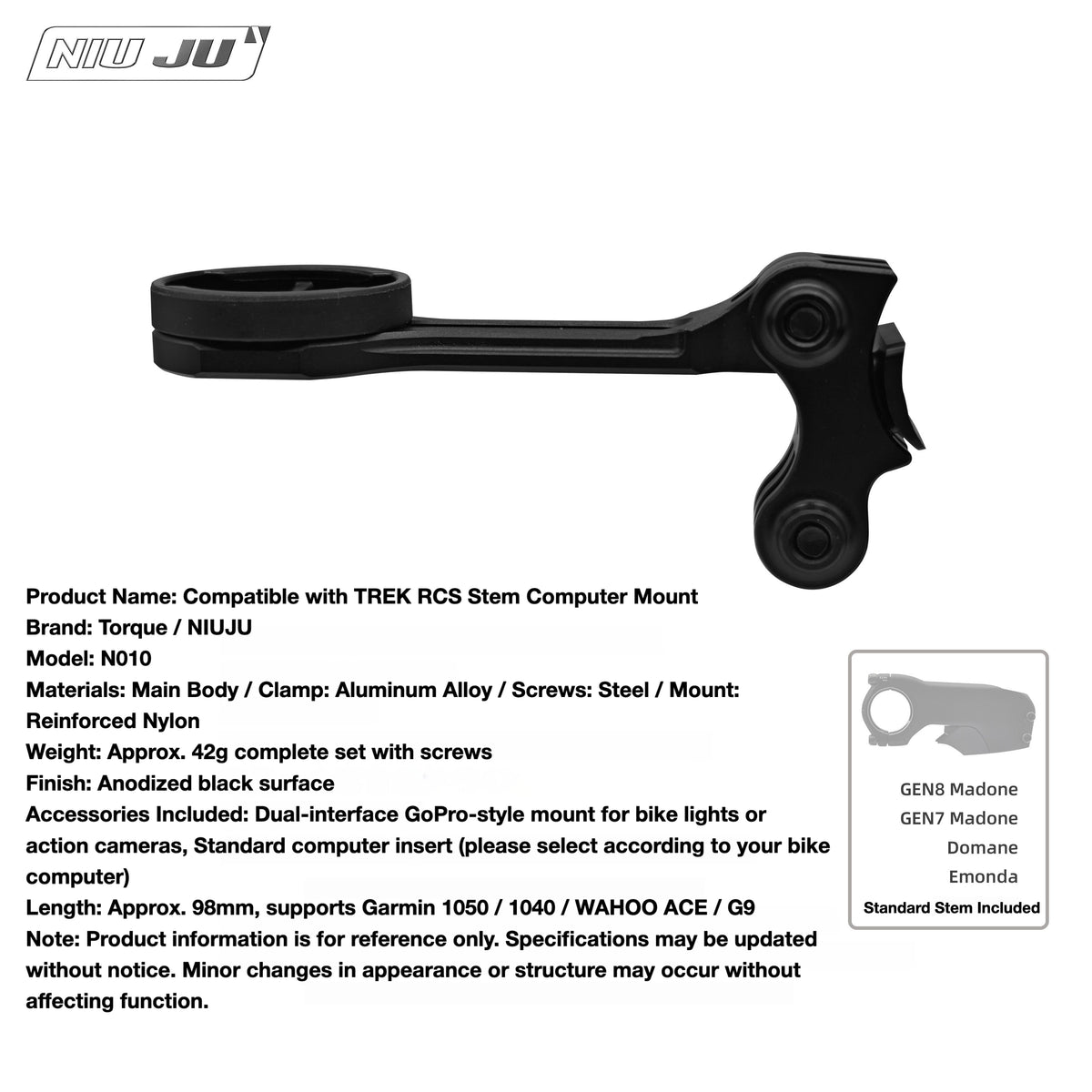 TREK RCS Stem Extension Computer Mount for Madone SL / Bontrager