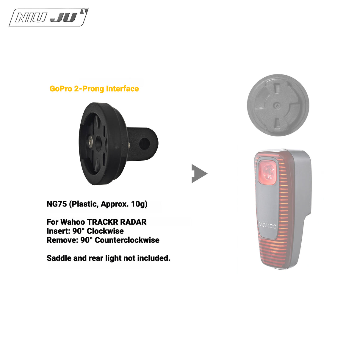 NIUJU Wahoo TRACKR RADAR Rear Light Saddle Mount | For Specialized Trek & More
