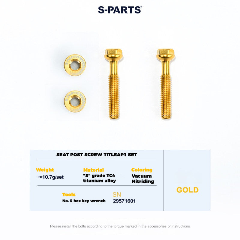 S-PARTS Titanium Seatpost Bolt Kit for TITLE AP1 CP1 Series MTB Frame