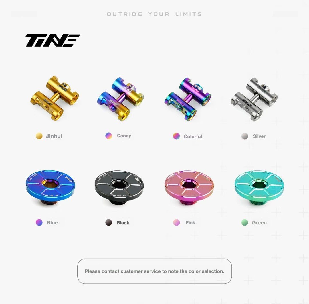 TiNE Ultra-Light Titanium Crank Arm Cap & Locking Bolt Set – THM / SRM Compatible