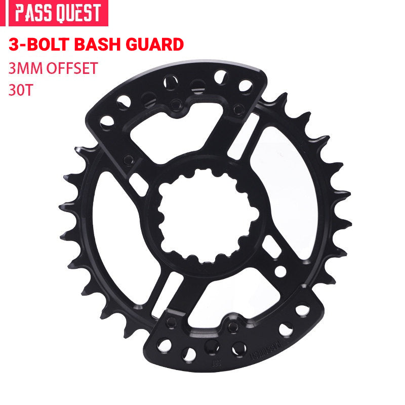 PASS QUEST SRAM DUB / GXP 3-Bolt Narrow-Wide Chainring with Bash Guard | 3mm Offset 30T–34T