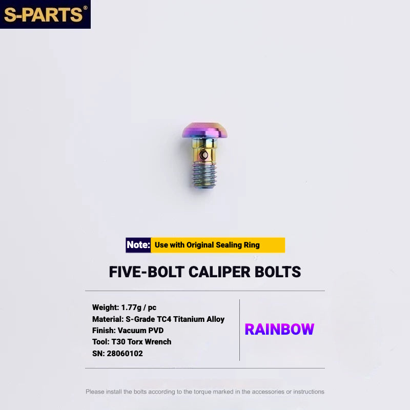 S-PARTS TC4 Titanium Disc Brake Caliper Bolts for Shimano SLX M7100 / XT M8100 M8120 / XTR M9120