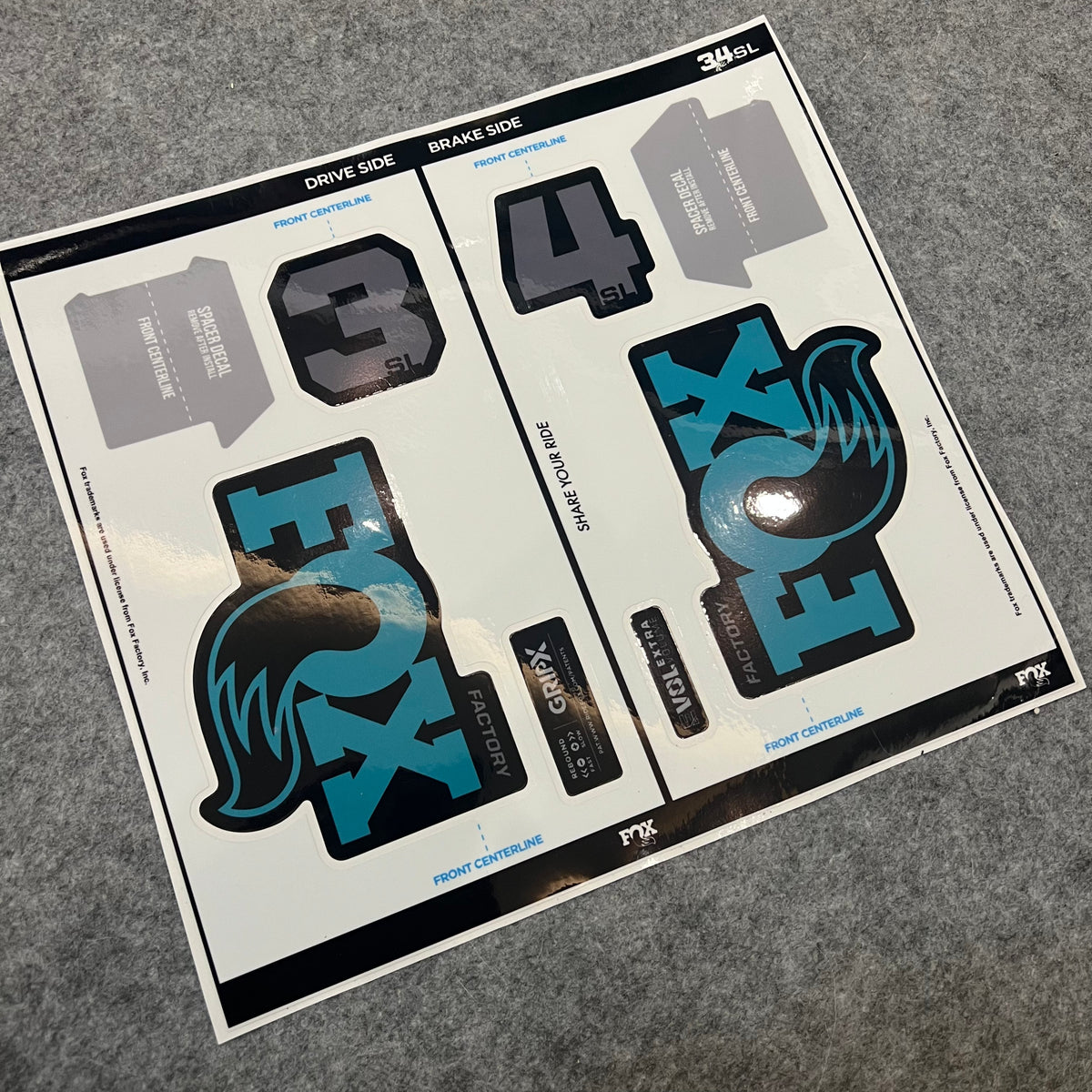 Custom Decal Kit for 2026 FOX 34SL FACTORY Fork | MTB Suspension Fork Color Decals