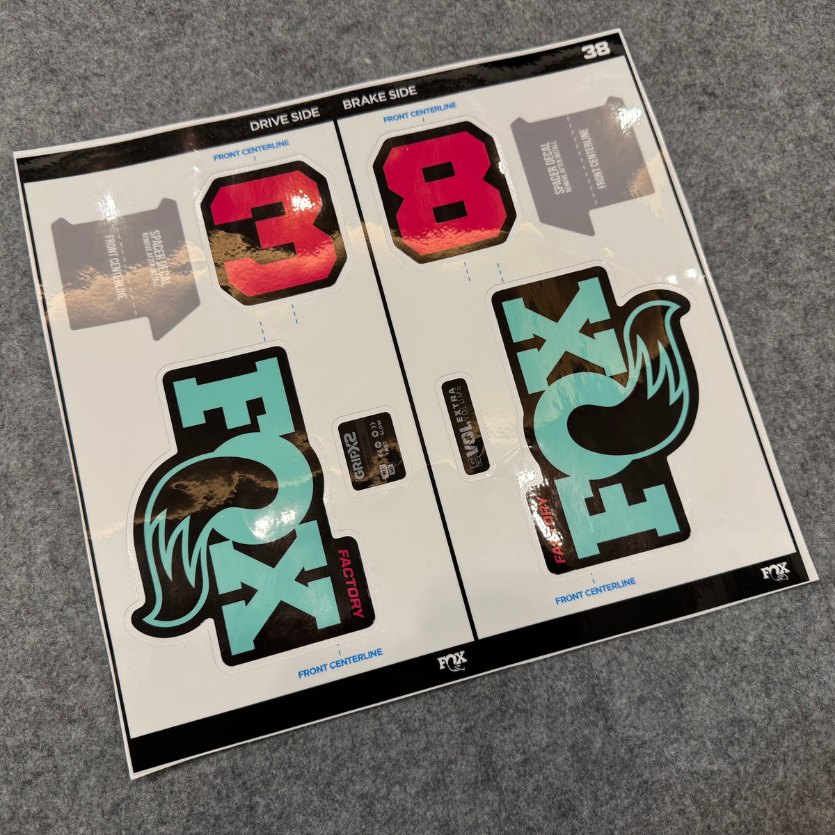 Custom Decal Kit for 2027 FOX 38 FACTORY Fork | Waterproof MTB Fork Stickers | GRIP X2