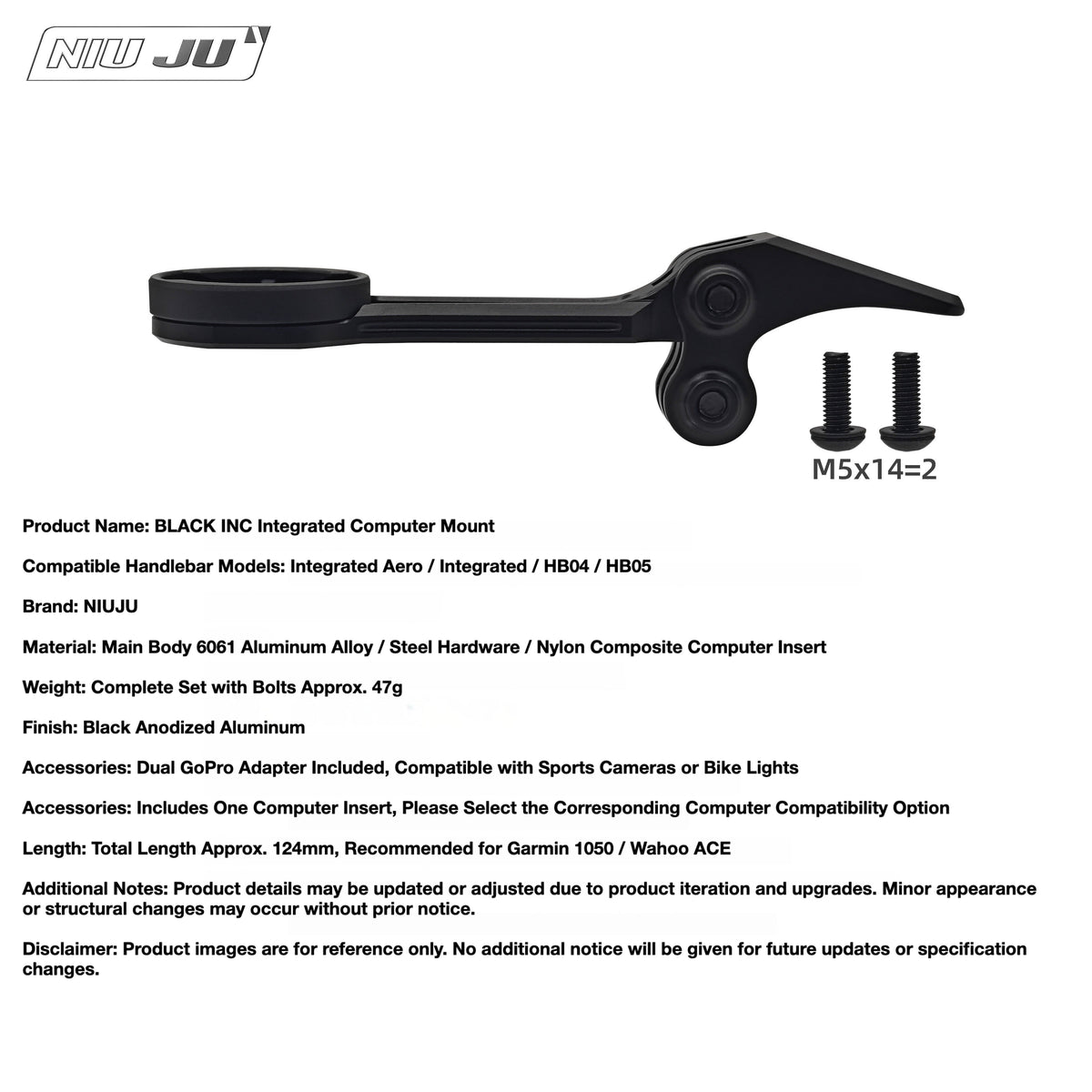 BLACK INC / FACTOR Computer Mount with GoPro Adapter – Garmin, Wahoo & Bryton Compatible