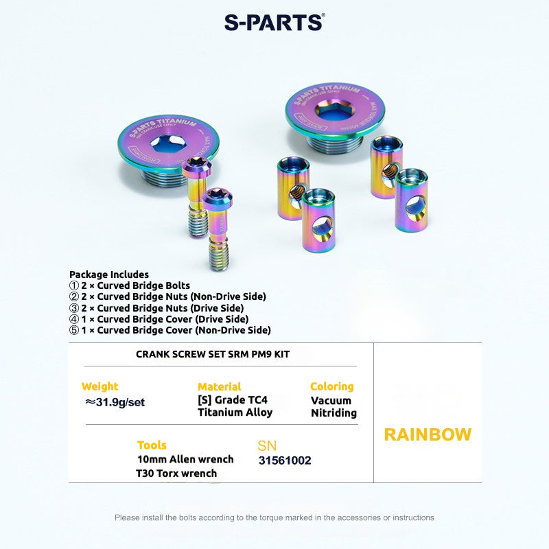 Tornillos de titanio S-PARTS para adaptarse a las cubiertas de cigüeñal de titanio SRM PM9 para los lados de transmisión y no transmisión.