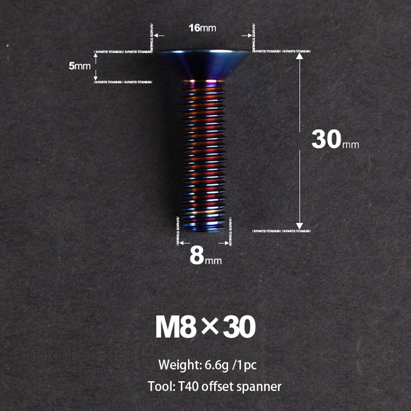 Tornillo de cabeza avellanada S-PARTS M8*20/25, perno de reducción de peso de aleación de titanio, piezas estándar para bicicletas de montaña y carretera