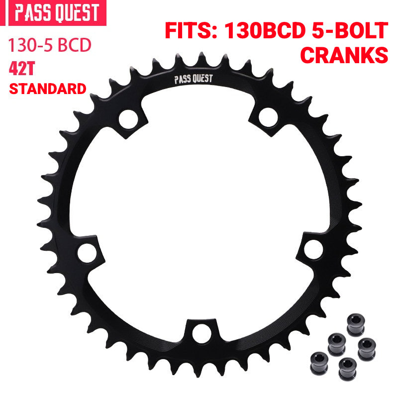 PASS QUEST 130BCD 5-Bolt Narrow-Wide Chainring | Road & Folding Bike 1x 40T–58T
