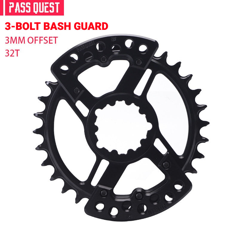 PASS QUEST SRAM DUB / GXP 3-Bolt Narrow-Wide Chainring with Bash Guard | 3mm Offset 30T–34T