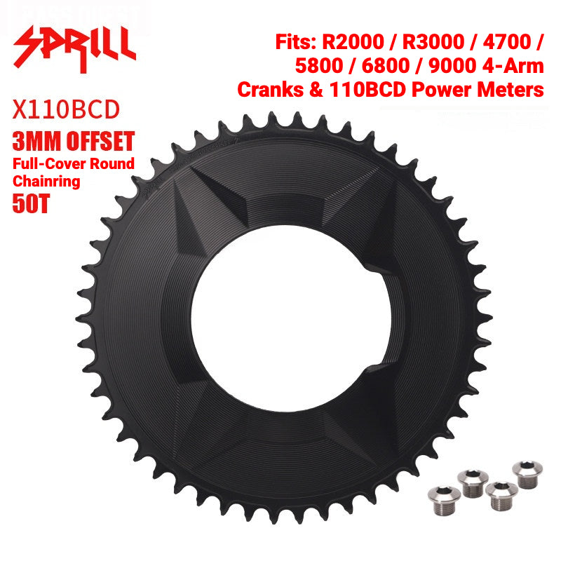 SPRILL X110 3-S 110BCD 4-Bolt Hidden-Bolt Narrow-Wide Chainring | 3mm Offset 46T–58T