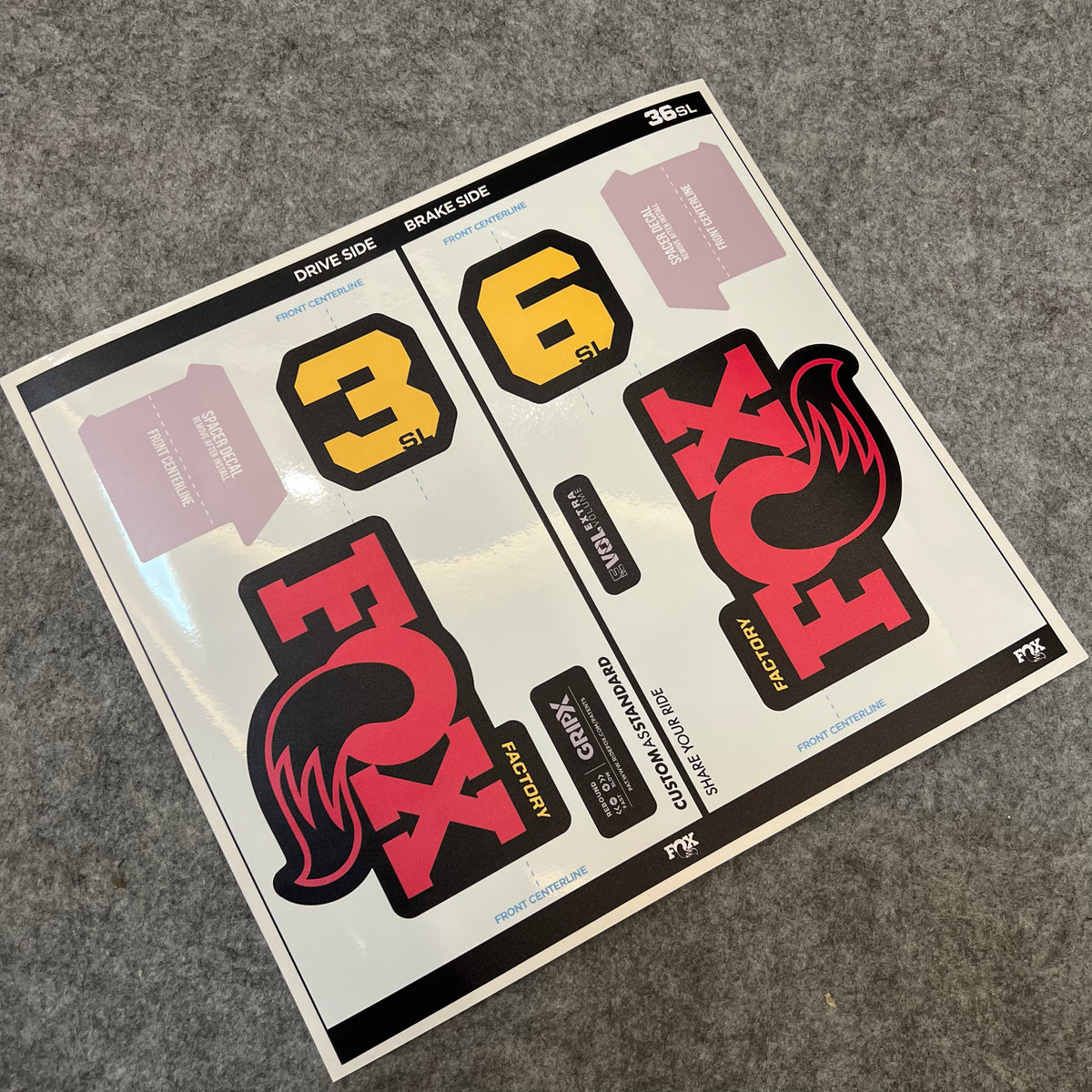 Custom Decal Kit for 2026 FOX 36 SL FACTORY Fork | 3M Waterproof MTB Fork Stickers
