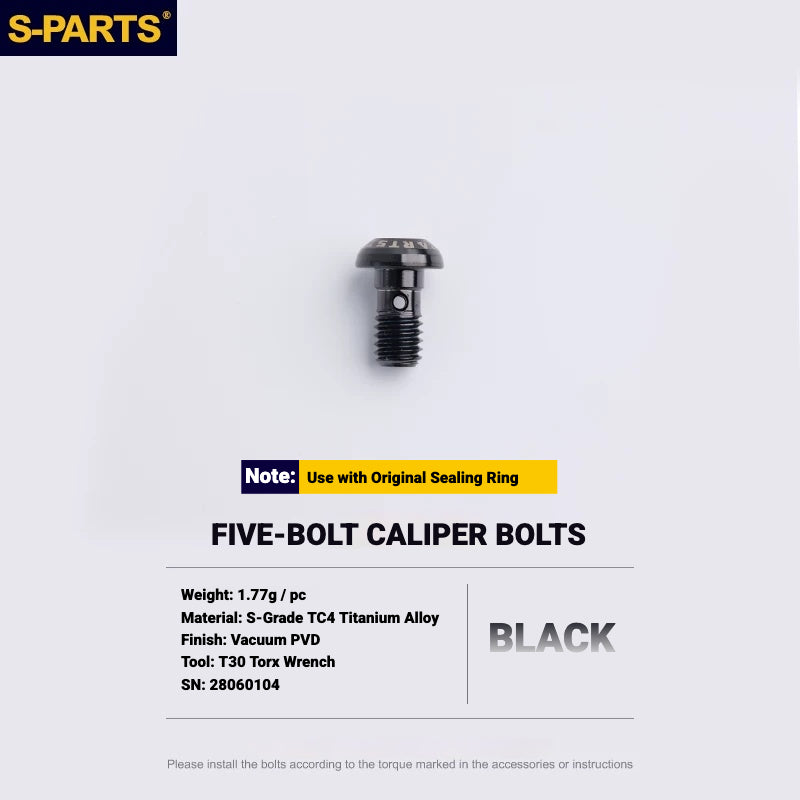 S-PARTS TC4 Titanium Disc Brake Caliper Bolts for Shimano SLX M7100 / XT M8100 M8120 / XTR M9120