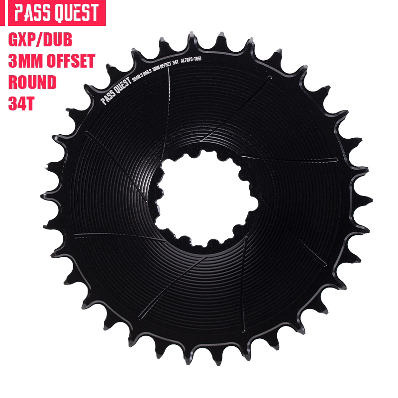 PASS QUEST 3-Bolt Direct Mount MTB Chainring for SRAM | 3mm Offset Narrow Wide 28T–38T