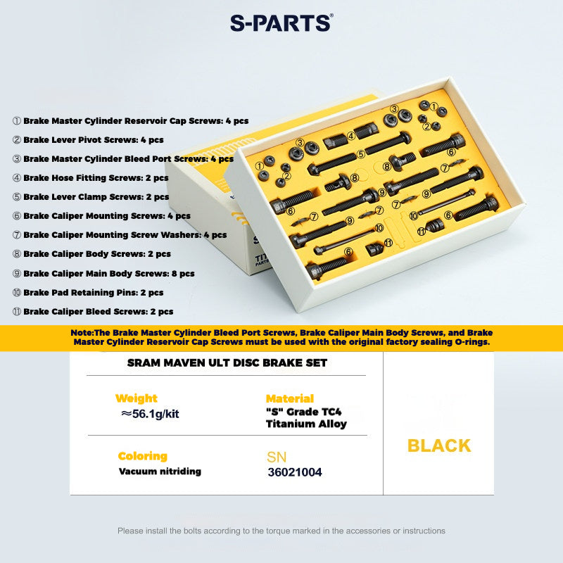 S-PARTS Titanium Bolt Upgrade Kit for SRAM MAVEN Brakes | CNC Precision | Lightweight | Full Color Options