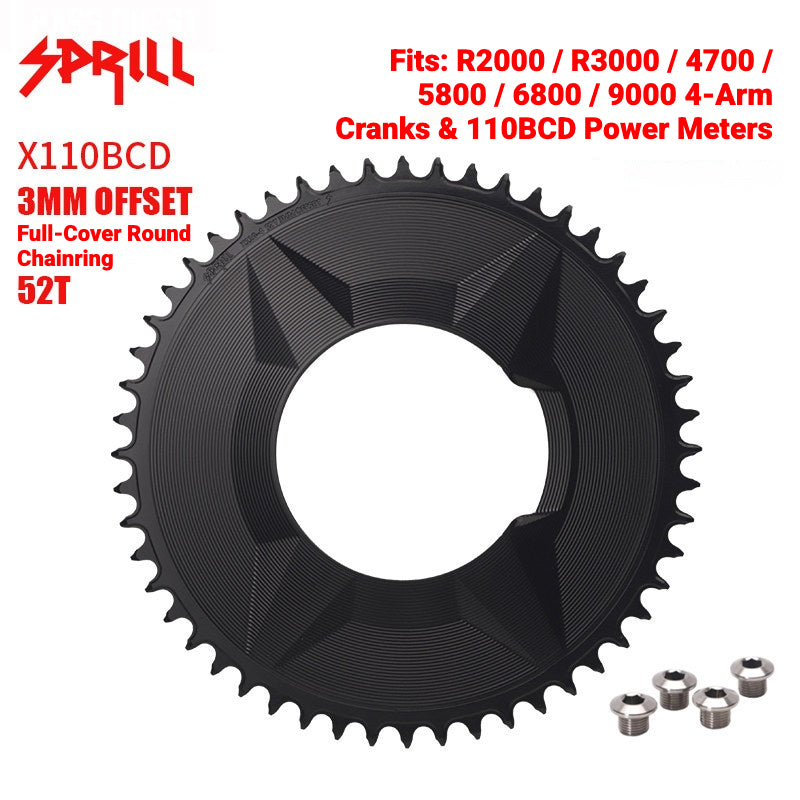 SPRILL X110 3-S 110BCD 4-Bolt Hidden-Bolt Narrow-Wide Chainring | 3mm Offset 46T–58T
