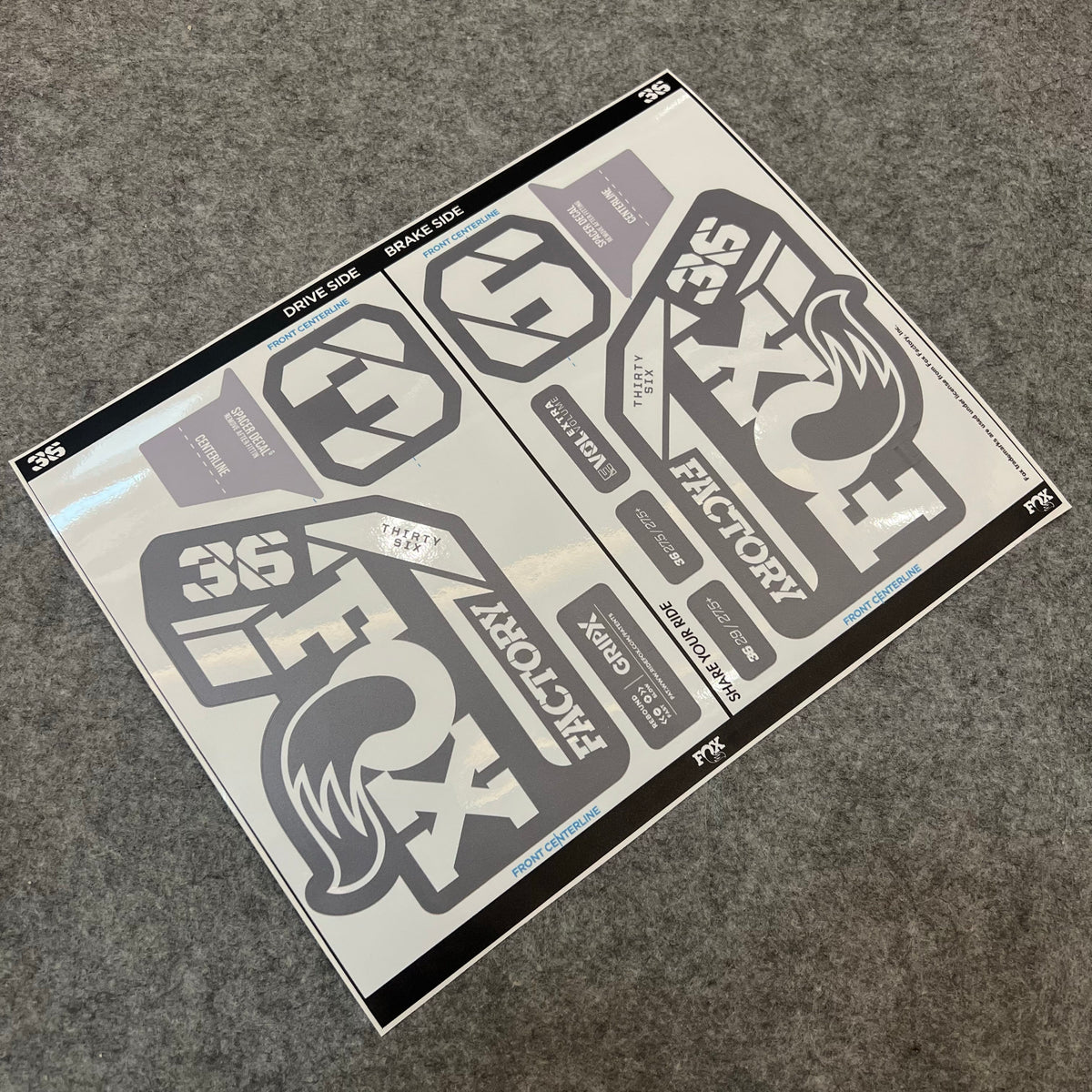 Kit de décalcomanies personnalisé pour fourche FOX 36 FACTORY 2025 | Autocollants VTT imperméables et résistants aux rayures | GRIP X