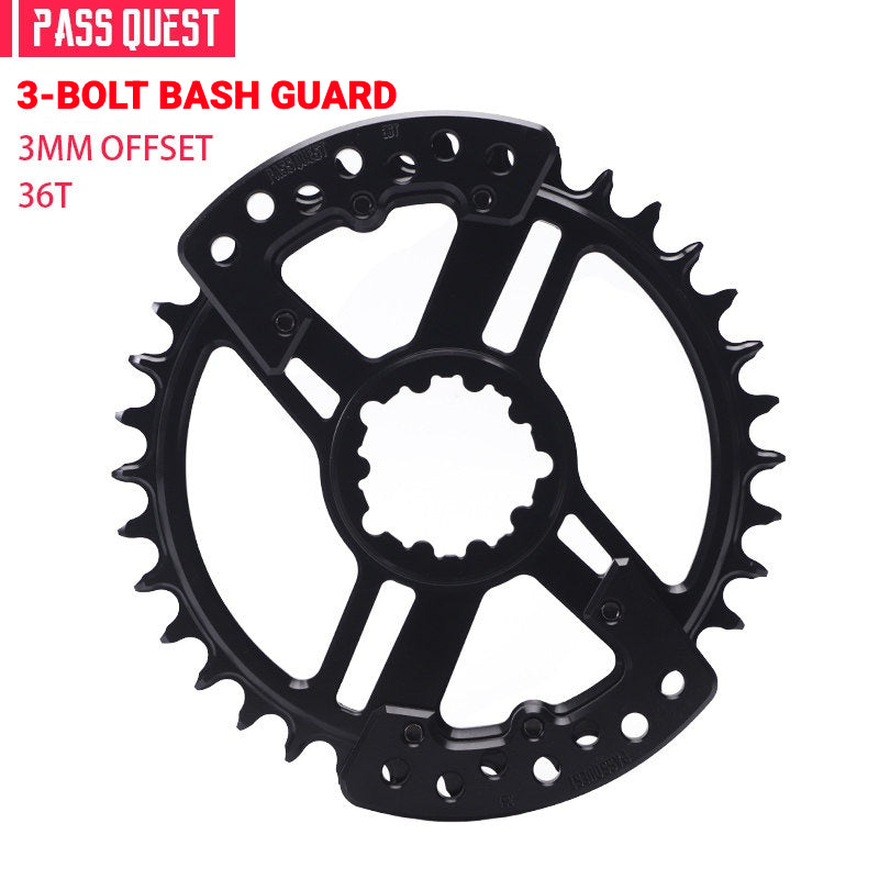 PASS QUEST SRAM DUB / GXP 3-Bolt Narrow-Wide Chainring with Bash Guard | 3mm Offset 30T–34T