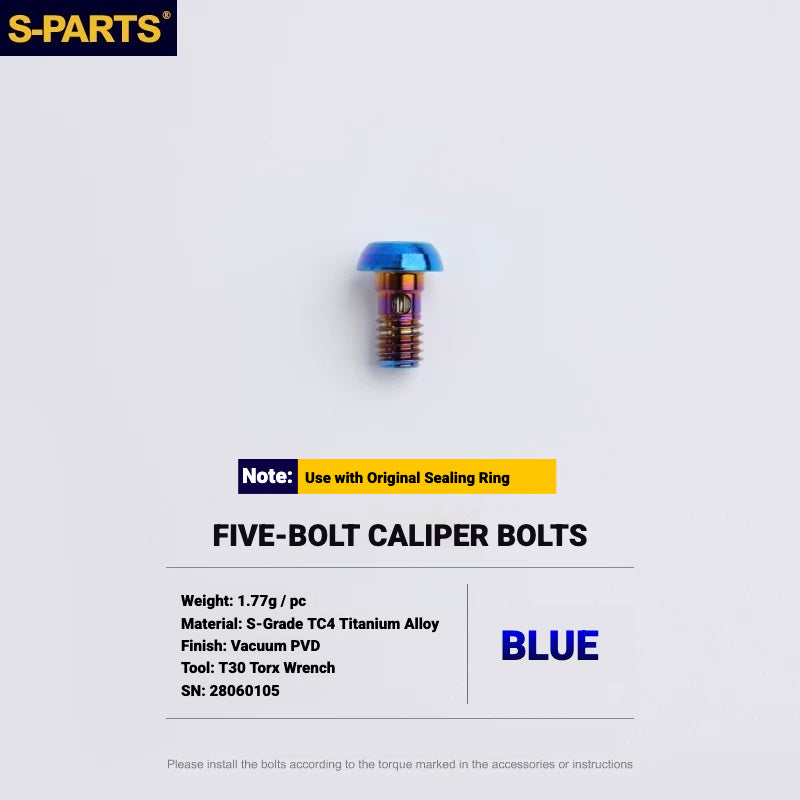 S-PARTS TC4 Titanium Disc Brake Caliper Bolts for Shimano SLX M7100 / XT M8100 M8120 / XTR M9120