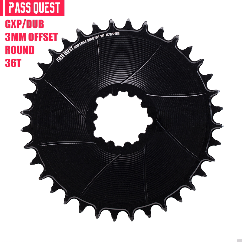 PASS QUEST 3-Bolt Direct Mount MTB Chainring for SRAM | 3mm Offset Narrow Wide 28T–38T