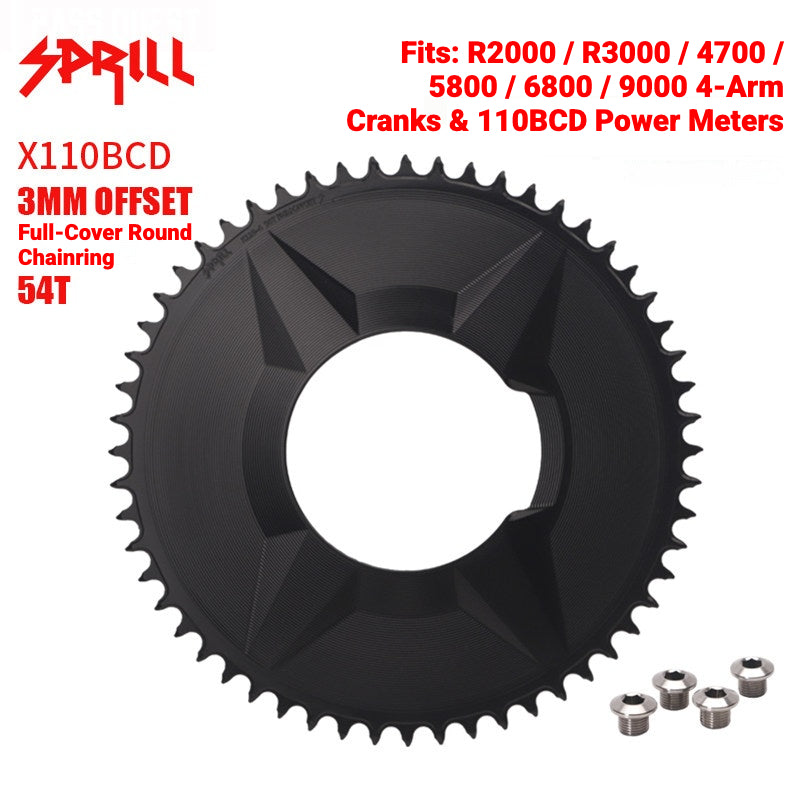 SPRILL X110 3-S 110BCD 4-Bolt Hidden-Bolt Narrow-Wide Chainring | 3mm Offset 46T–58T