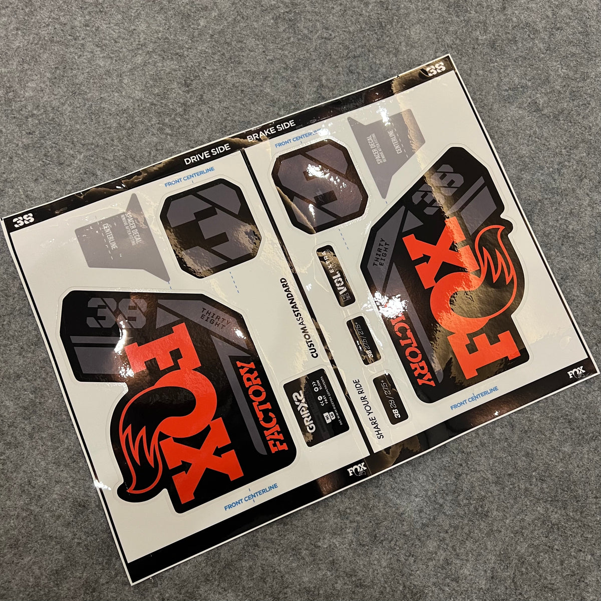 Custom Decal Kit for 2025 FOX 38 FACTORY Fork | Waterproof MTB Suspension Stickers | GRIP X2