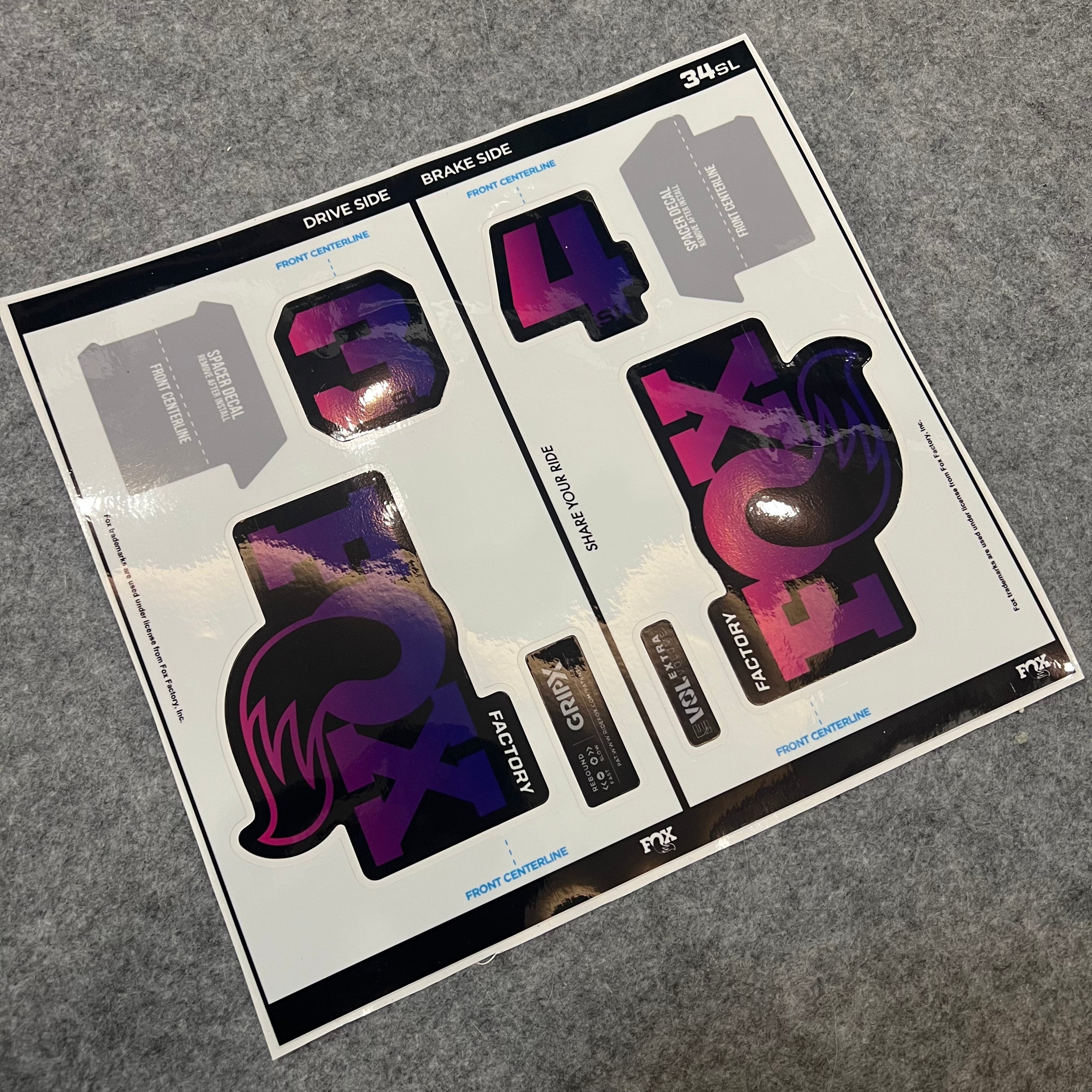 2026 FOX 34SL FACTORY Fork Decal Kit | Custom MTB Suspension Stickers